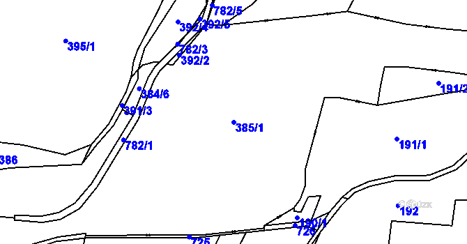 Parcela st. 385/1 v KÚ Svržno, Katastrální mapa