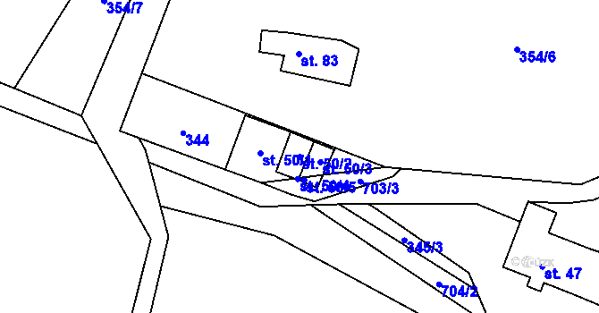 Parcela st. 50/2 v KÚ Svržno, Katastrální mapa
