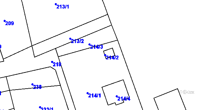 Parcela st. 214/2 v KÚ Hostovice u Ústí nad Labem, Katastrální mapa