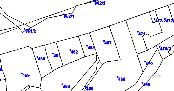 Parcela st. 463 v KÚ Hostovice u Ústí nad Labem, Katastrální mapa