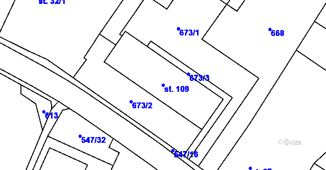 Parcela st. 109 v KÚ Hostovice u Pardubic, Katastrální mapa