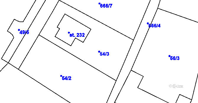 Parcela st. 54/3 v KÚ Hostovice u Pardubic, Katastrální mapa