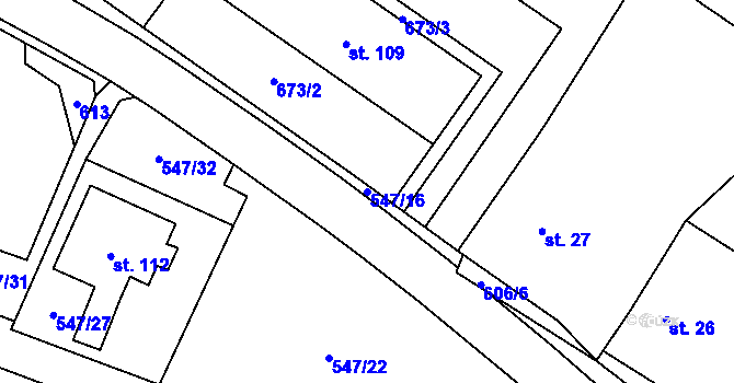 Parcela st. 547/16 v KÚ Hostovice u Pardubic, Katastrální mapa