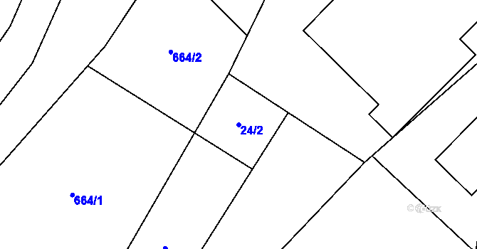 Parcela st. 24/2 v KÚ Hostovice u Pardubic, Katastrální mapa