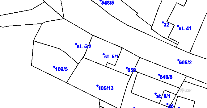 Parcela st. 5/1 v KÚ Hostovice u Pardubic, Katastrální mapa