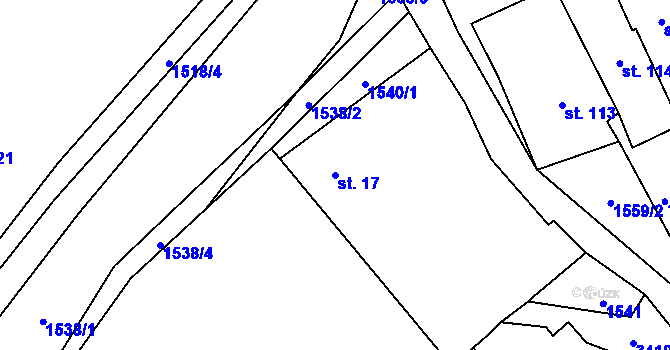 Parcela st. 17 v KÚ Hosty, Katastrální mapa