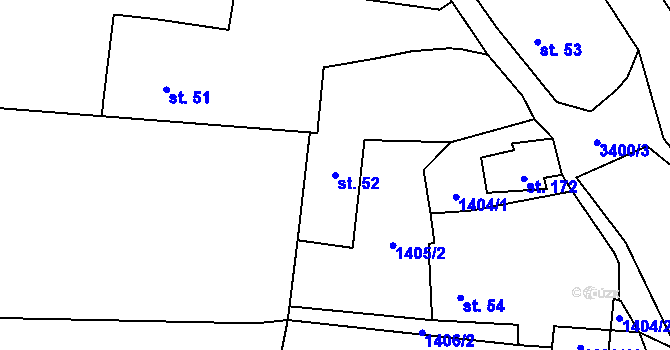 Parcela st. 52 v KÚ Hosty, Katastrální mapa