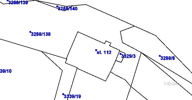 Parcela st. 112 v KÚ Hosty, Katastrální mapa