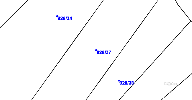 Parcela st. 928/37 v KÚ Hosty, Katastrální mapa