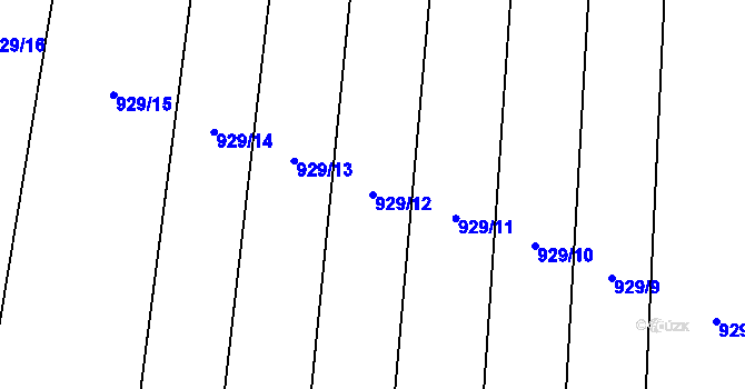Parcela st. 929/12 v KÚ Hosty, Katastrální mapa