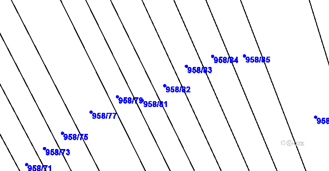 Parcela st. 958/82 v KÚ Hosty, Katastrální mapa
