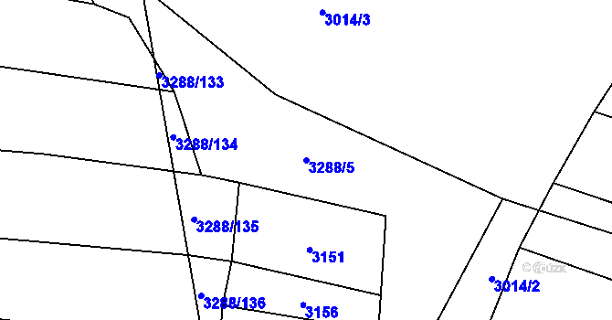 Parcela st. 3288/5 v KÚ Hosty, Katastrální mapa