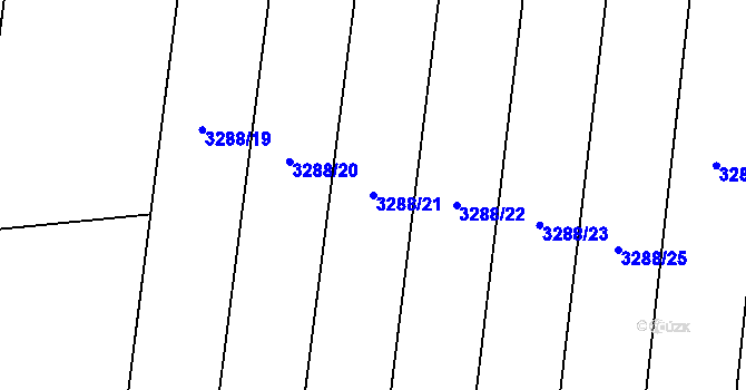 Parcela st. 3288/21 v KÚ Hosty, Katastrální mapa