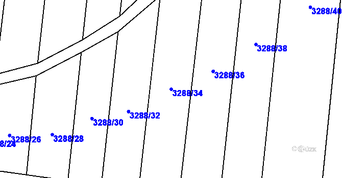 Parcela st. 3288/34 v KÚ Hosty, Katastrální mapa