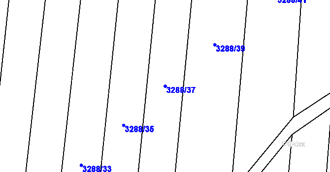 Parcela st. 3288/37 v KÚ Hosty, Katastrální mapa