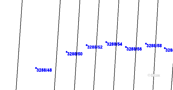 Parcela st. 3288/52 v KÚ Hosty, Katastrální mapa