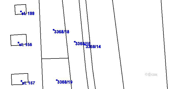 Parcela st. 3368/14 v KÚ Hosty, Katastrální mapa