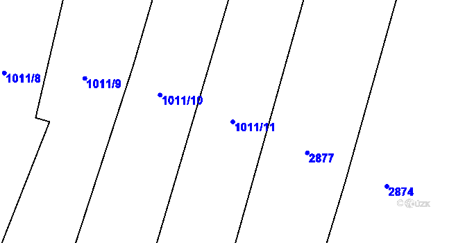 Parcela st. 1011/11 v KÚ Hosty, Katastrální mapa