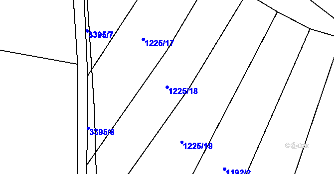 Parcela st. 1225/18 v KÚ Hosty, Katastrální mapa