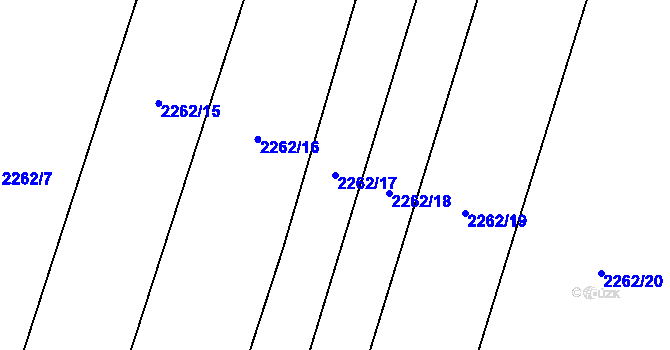 Parcela st. 2262/17 v KÚ Hosty, Katastrální mapa