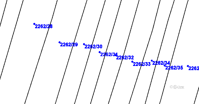 Parcela st. 2262/31 v KÚ Hosty, Katastrální mapa