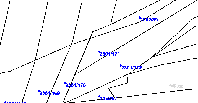 Parcela st. 2301/171 v KÚ Hosty, Katastrální mapa