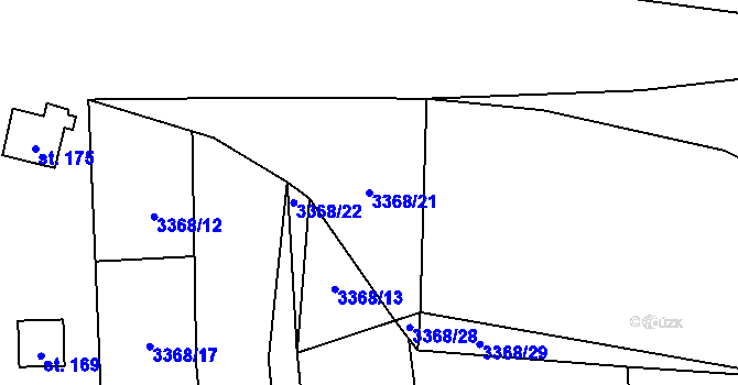 Parcela st. 3368/21 v KÚ Hosty, Katastrální mapa