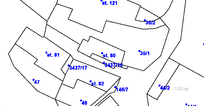 Parcela st. 80 v KÚ Pašovice, Katastrální mapa