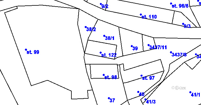 Parcela st. 122 v KÚ Pašovice, Katastrální mapa