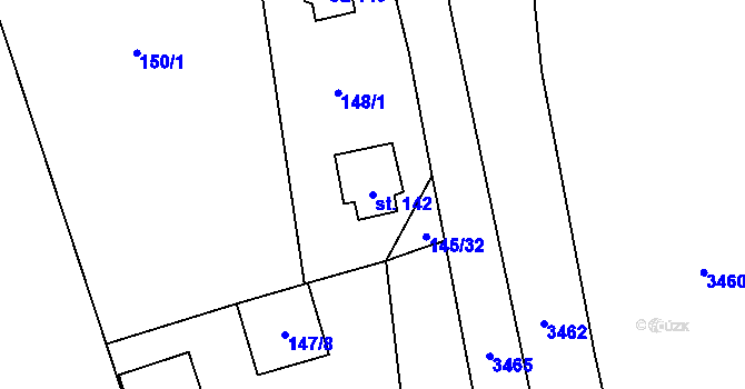 Parcela st. 142 v KÚ Pašovice, Katastrální mapa