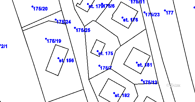 Parcela st. 175 v KÚ Pašovice, Katastrální mapa