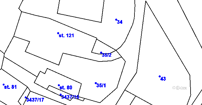 Parcela st. 35/2 v KÚ Pašovice, Katastrální mapa