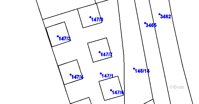Parcela st. 147/7 v KÚ Pašovice, Katastrální mapa