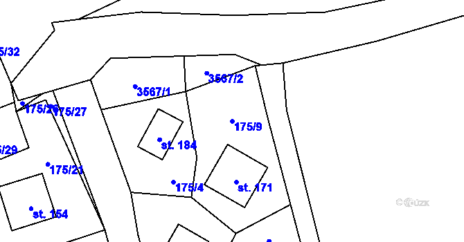 Parcela st. 175/9 v KÚ Pašovice, Katastrální mapa
