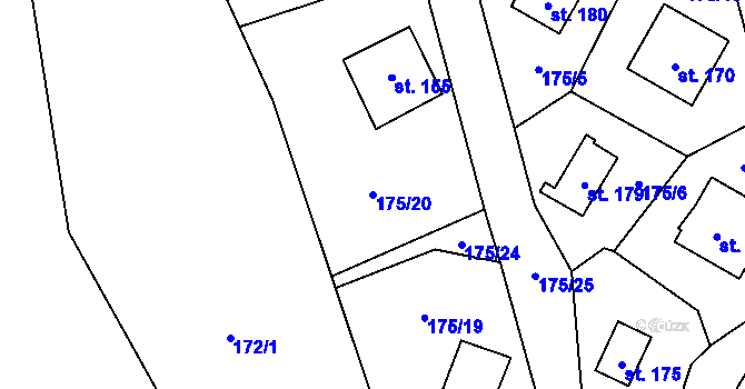 Parcela st. 175/20 v KÚ Pašovice, Katastrální mapa