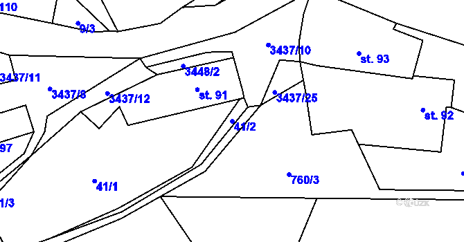 Parcela st. 41/2 v KÚ Pašovice, Katastrální mapa