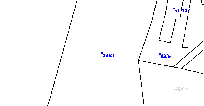 Parcela st. 3453 v KÚ Pašovice, Katastrální mapa
