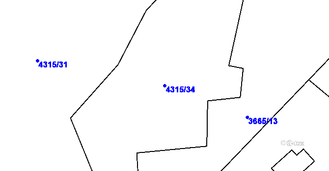 Parcela st. 4315/34 v KÚ Hošťálková, Katastrální mapa
