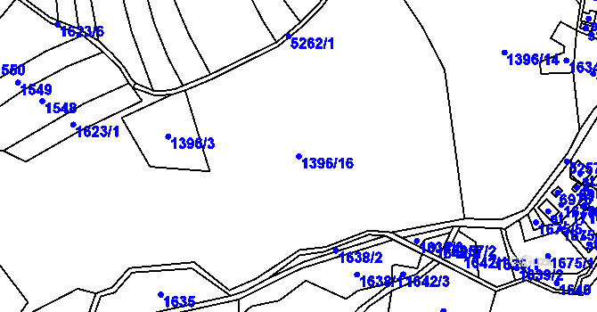 Parcela st. 1396/16 v KÚ Hošťálková, Katastrální mapa