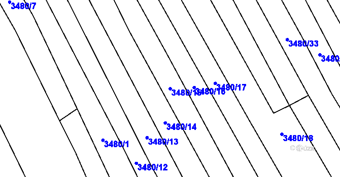 Parcela st. 3480/15 v KÚ Hošťálková, Katastrální mapa