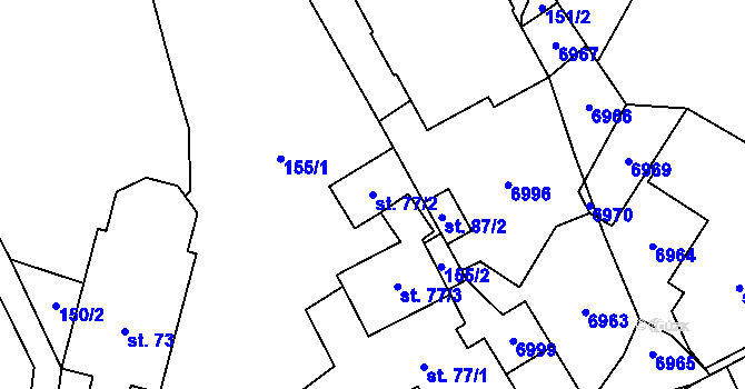 Parcela st. 77/2 v KÚ Hošťálková, Katastrální mapa