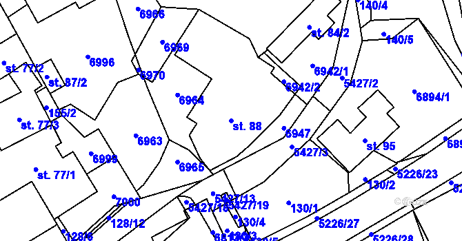 Parcela st. 88 v KÚ Hošťálková, Katastrální mapa
