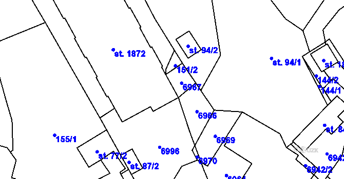 Parcela st. 92 v KÚ Hošťálková, Katastrální mapa