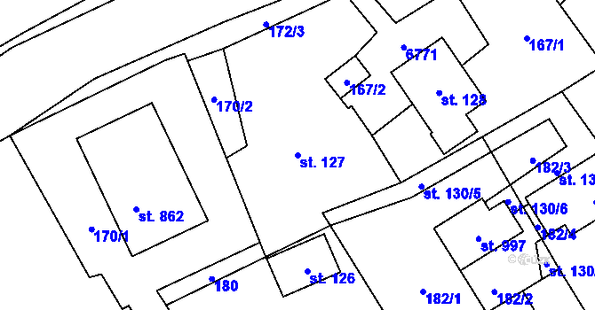 Parcela st. 127 v KÚ Hošťálková, Katastrální mapa