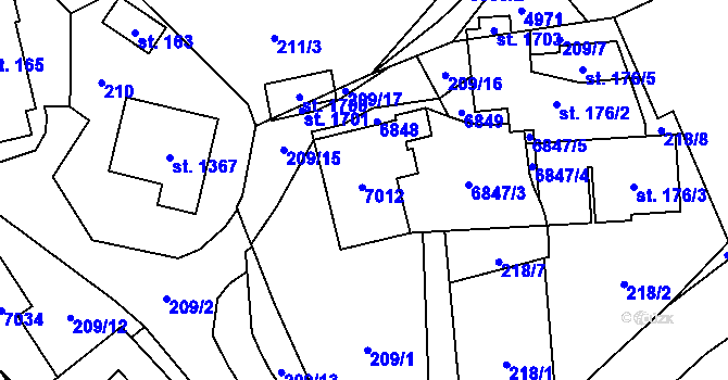 Parcela st. 176/1 v KÚ Hošťálková, Katastrální mapa