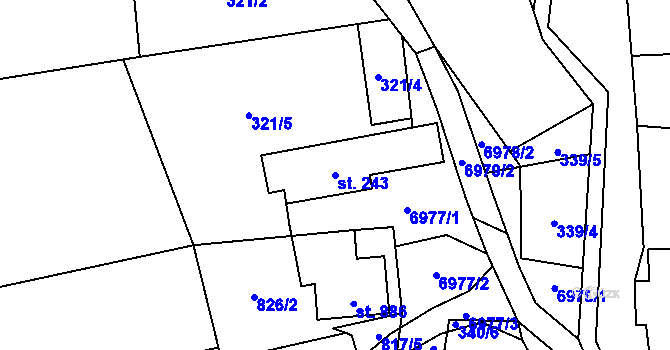 Parcela st. 243 v KÚ Hošťálková, Katastrální mapa