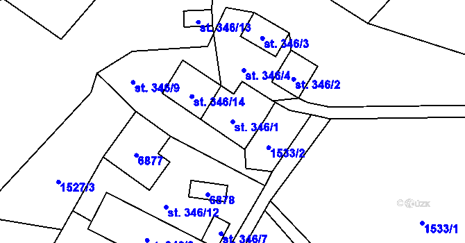 Parcela st. 346/1 v KÚ Hošťálková, Katastrální mapa