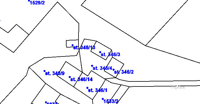 Parcela st. 346/3 v KÚ Hošťálková, Katastrální mapa