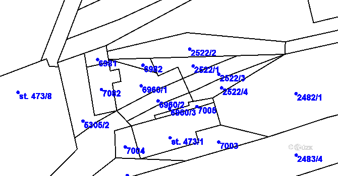 Parcela st. 473/2 v KÚ Hošťálková, Katastrální mapa