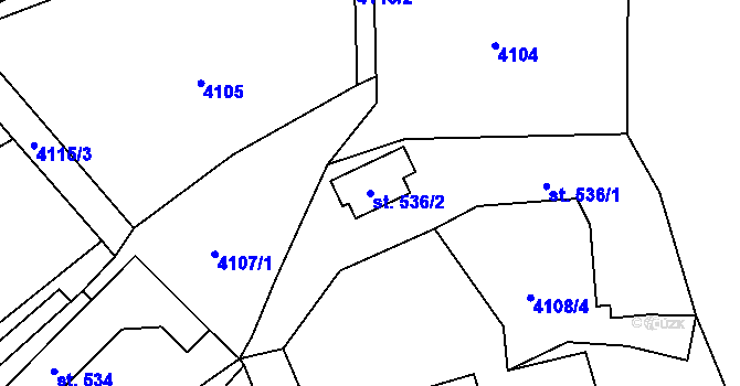 Parcela st. 536/2 v KÚ Hošťálková, Katastrální mapa